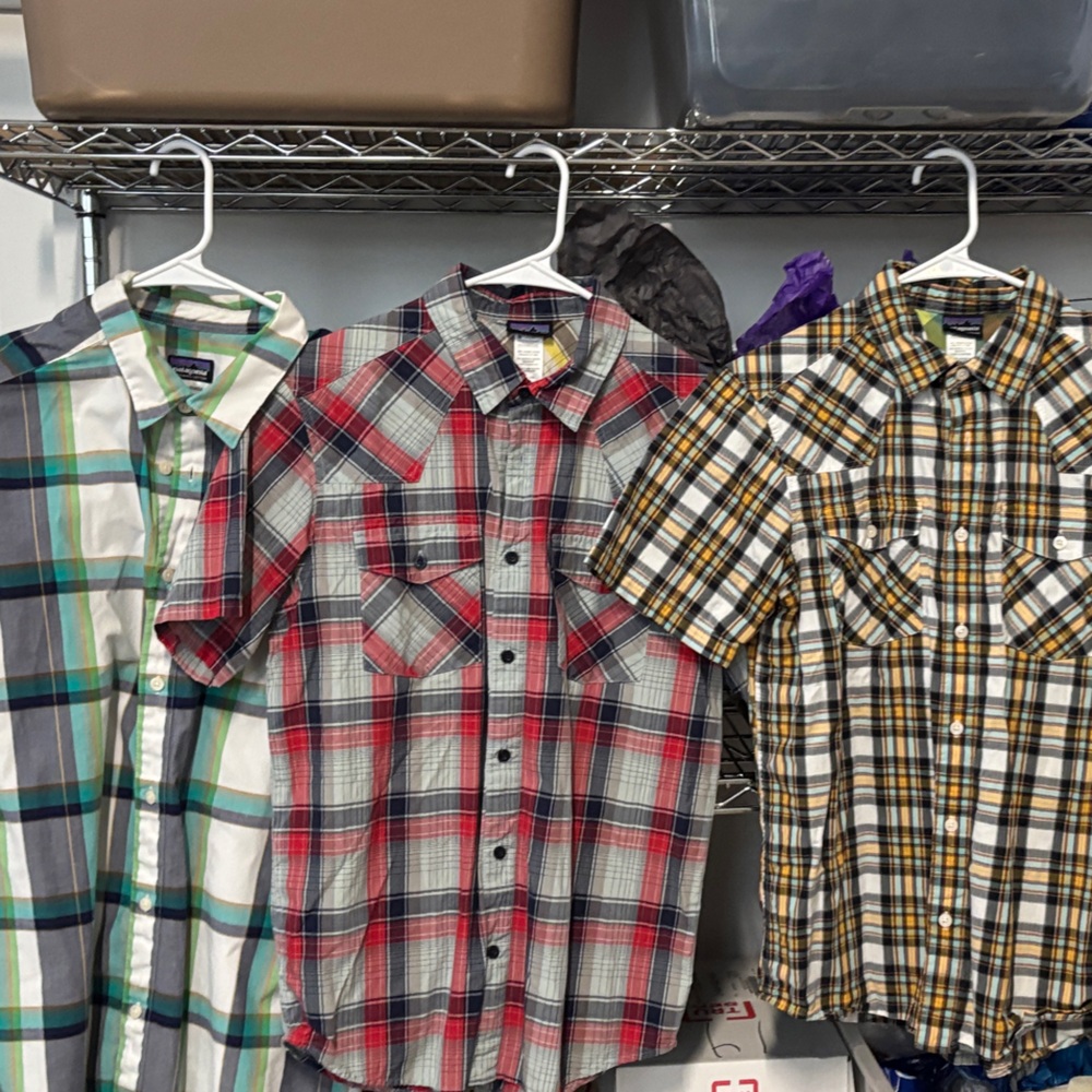 Patagonia men  Plaid Button Down Shirts - Blue, Red, Yellow,1 medium, 2 smalls